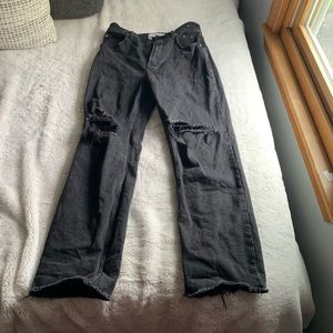 A&F Ankle Straight Ultra Hugh Rise Black Jeans